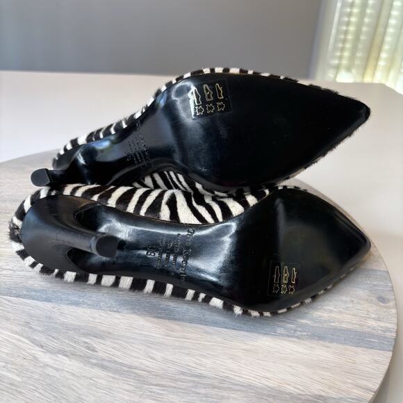 The Kooples Women's Zebra Print Calf Hair Pointed Toe Heels EU Size 39 US 8.5 - Picture 9 of 11